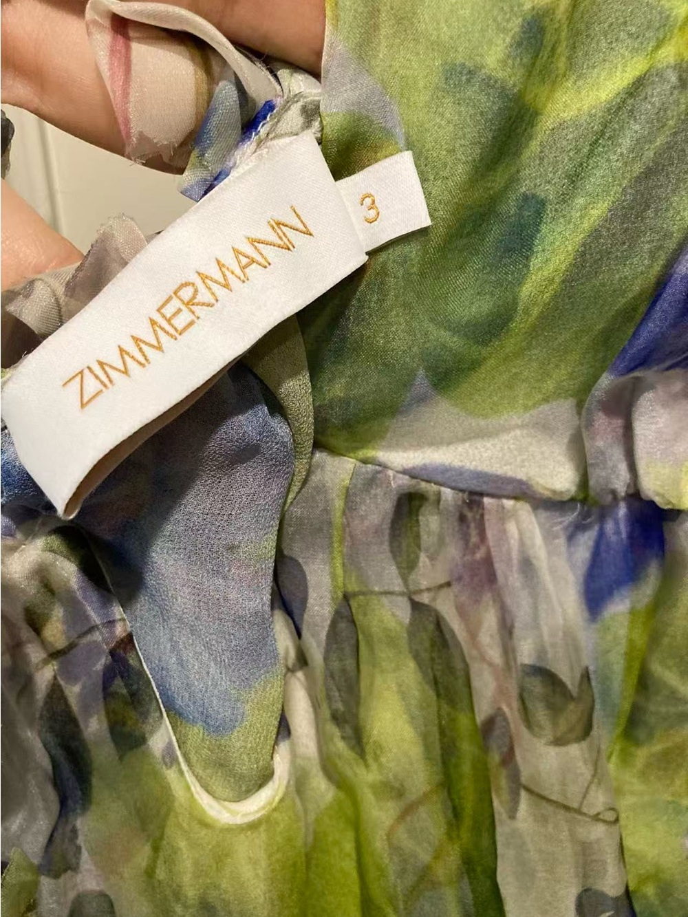 Zimmermann Floral Lavender & Green Long Sleeve Maxi Dress size 3 - Picture 13 of 13